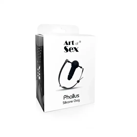 Кляп силіконовий з фалоімітатором Art of Sex - Phallus, натуральна шкіра, чорний Львів