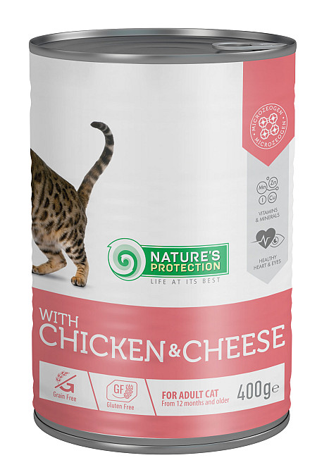 Nature's Protection Adult cats Сhicken & Сheese Вологий корм для котів з куркою і сиром, 400 г Киев - изображение 1