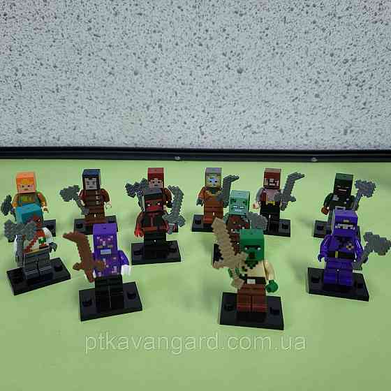 Набір фігурок Майнкрафт 12 героїв + зброя, з підставками 2912-2 Хмельницький