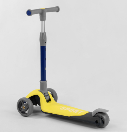 Самокат триколісний Best Scooter складне алюмінієве кермо колеса зі світлом Жовтий (F-55295) Чернігів