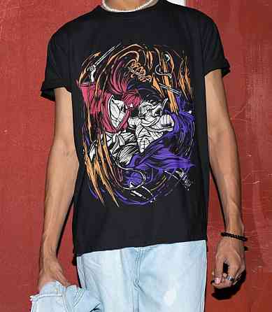 Футболка для мальчика аниме Руроуни Кенсхин Самураи Химура оверсайз (рост от 165 до 180 ) Черний AnimeJ1210m Днепр