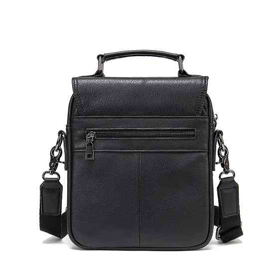 Вертикальна чоловіча сумка в м'якій шкірі Vintage 20367 Чорна Київ