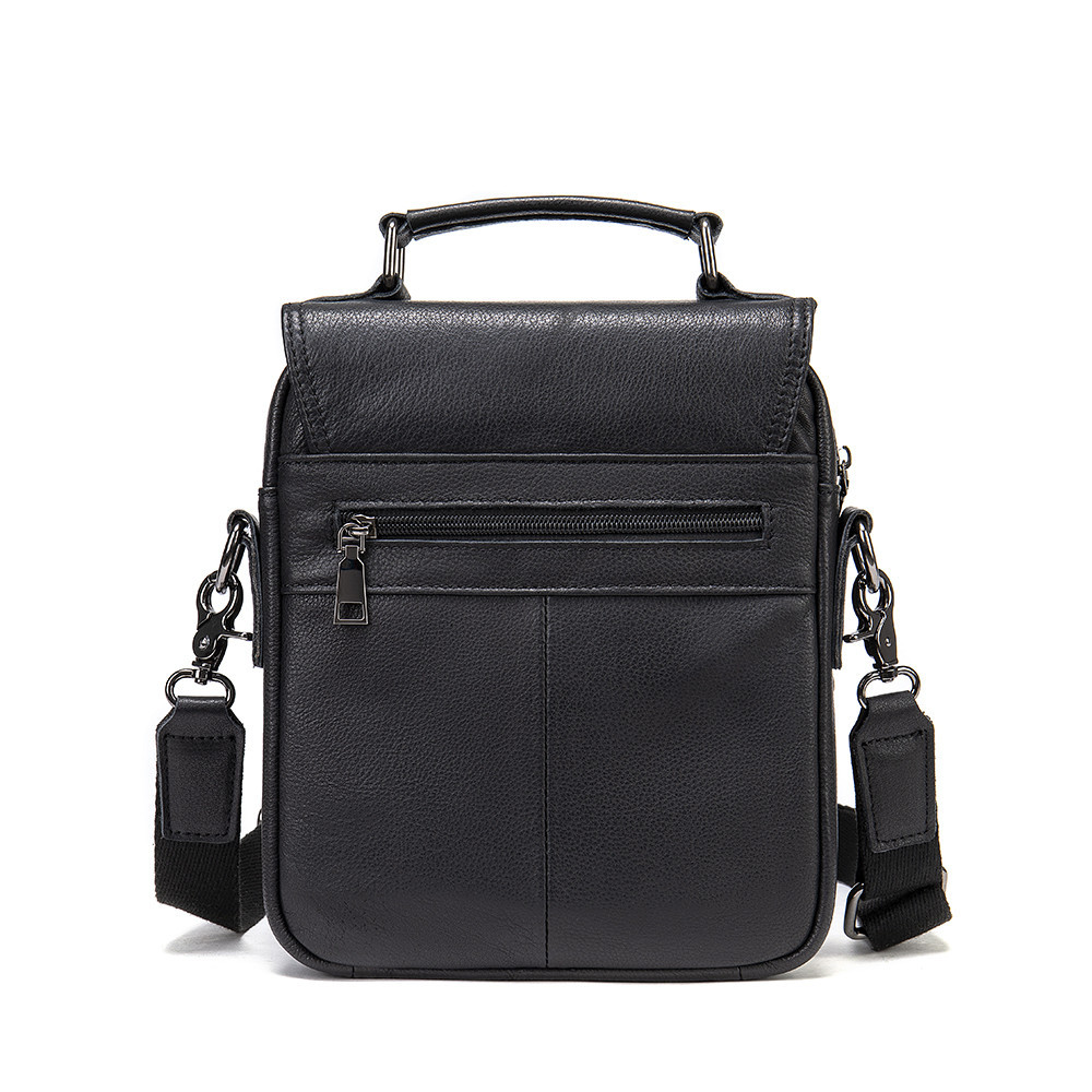 Вертикальна чоловіча сумка в м'якій шкірі Vintage 20367 Чорна Київ - фото 6