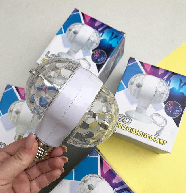 Світлодіодна обертова подвійна лампочка зоряне небо (мультиколірнв) від розетки і цоколя. Київ - фото 7