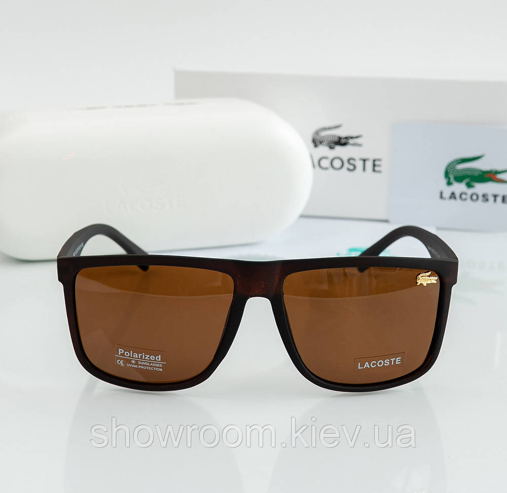Мужские коричневые солнцезащитные очки с поляризацией Lacoste (0166) Киев - изображение 2