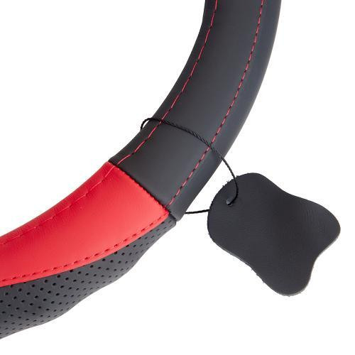 Захисний чохол на кермо VLOD-L2607 BK/RD M чорний-червоний шкіряний Харків - фото 8