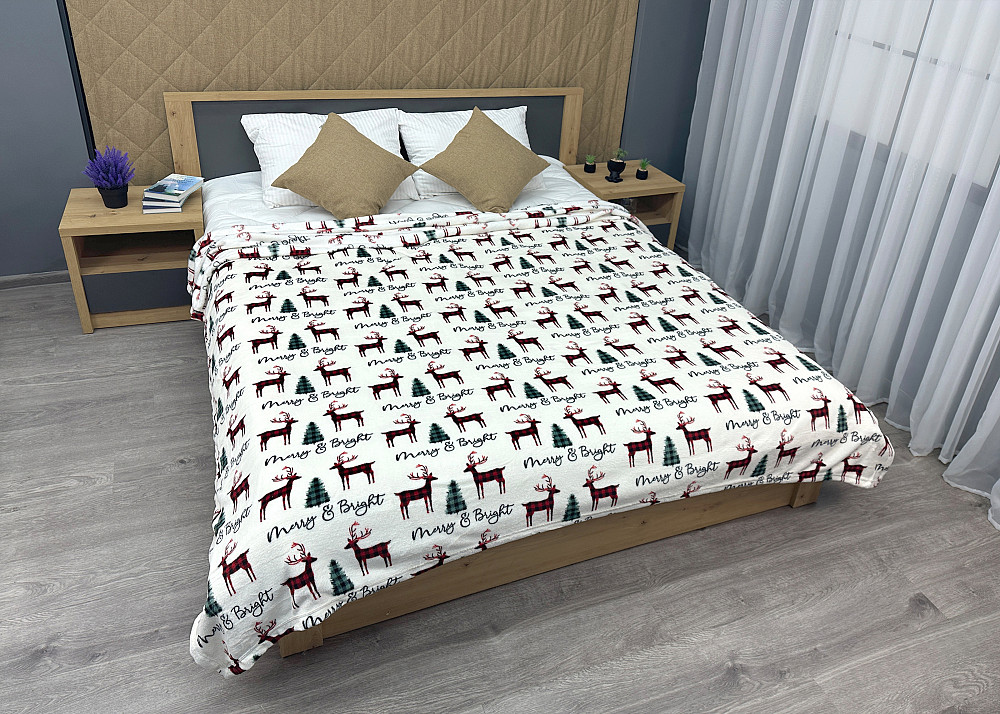 Плед-покривало 200х220 см з різдвяним принтом Різнобарвний (87-337) Київ - фото 3