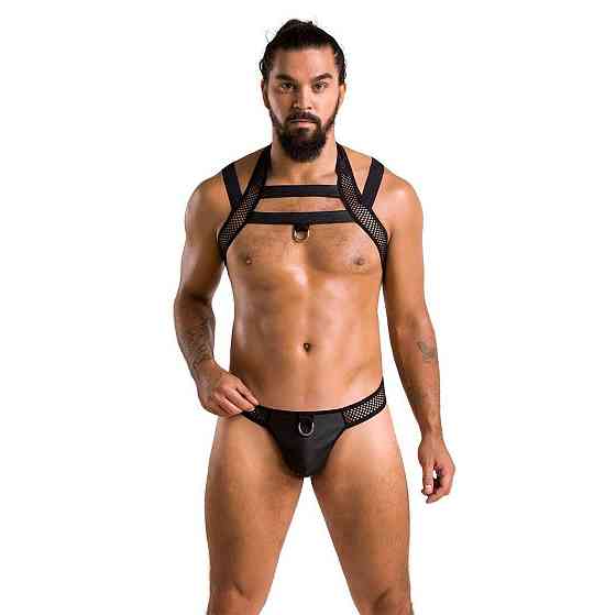Комплект мужского белья с креплениями Passion 043 JACOB L/XL Black, трусы, шлейка Sex Aura Киев