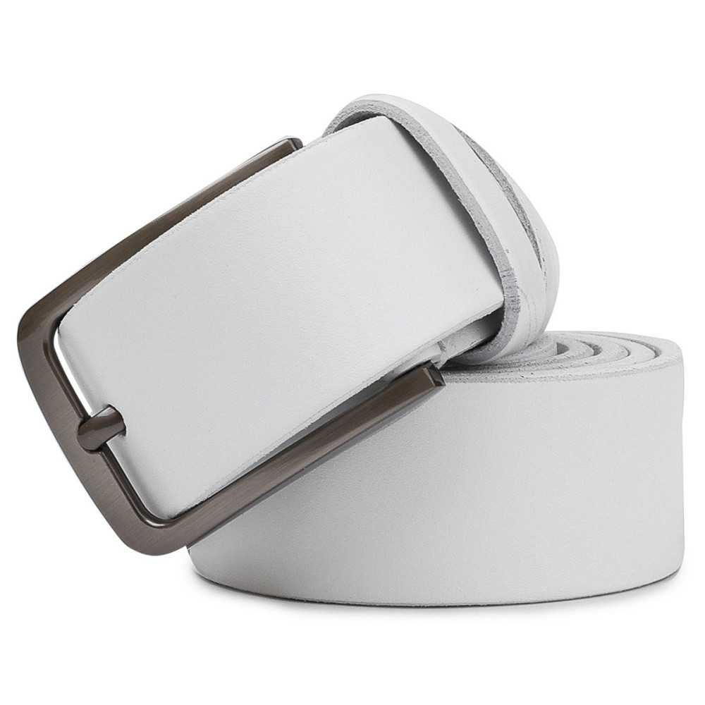 Кожаный ремень унисекс Vintage 20724 Белый Киев - изображение 3