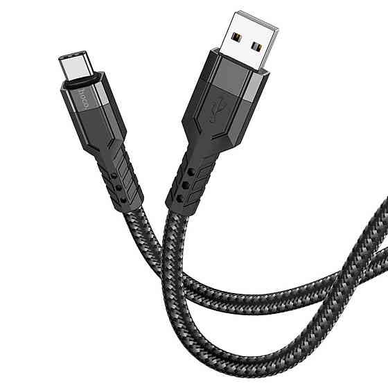 Кабель HOCO U110 USB to Type-C 2.4A, 1.2m, nylon, aluminum connectors, Black Киев