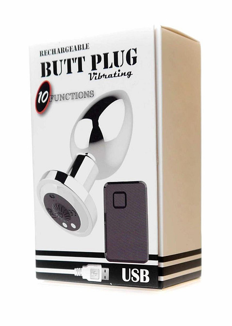 Анальна пробка - Rechargeable Butt Plug Vibrator Silver Sex Aura Київ - фото 1
