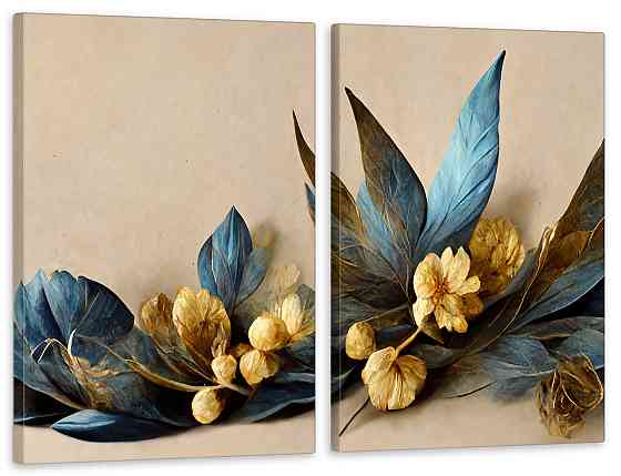 Модульная картина в гостиную / спальню Синьо-Жовті квіти    TLV-2_147 Киев