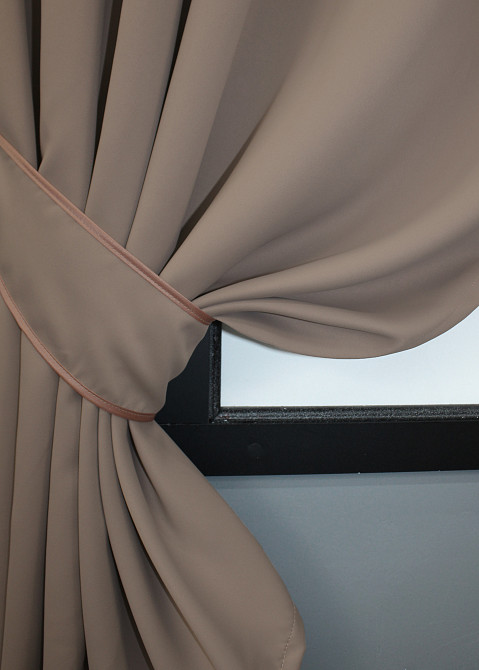 Комплект коротких штор VR-Textil Блэкаут Midnight № 1673ш Капучино 140х170 см 2 шт (35-0326) Киев - изображение 3