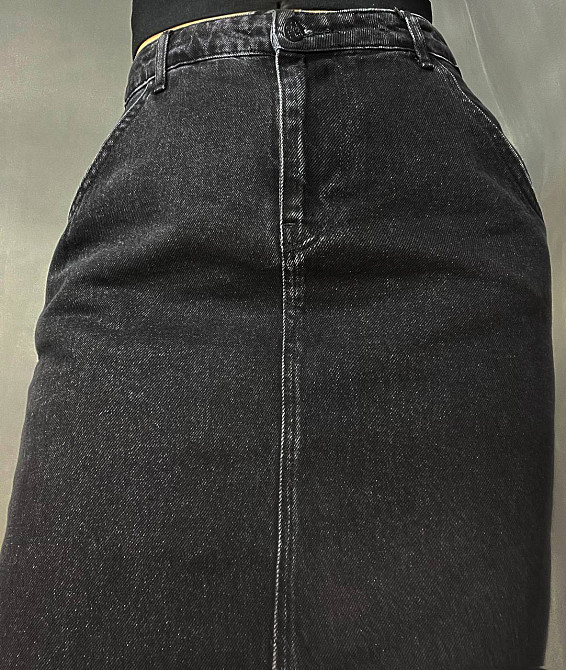 Спідниця жіноча Zeo Basic 3810 джинсова розрізи по боках довга чорна, чорний, 32 Київ - фото 2