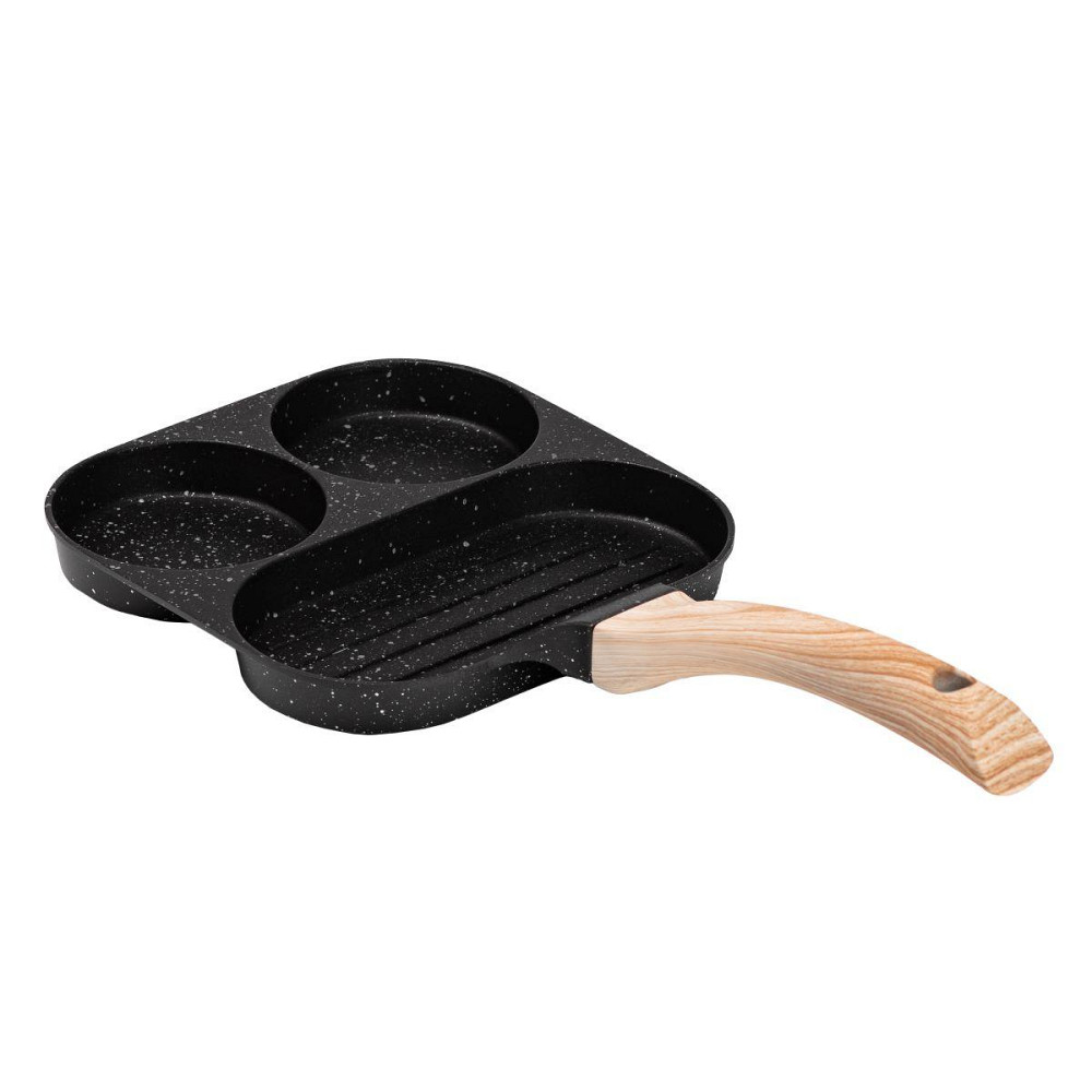 Сковорода квадратна порційна на 3 секції з антипригарним покриттям чорна HP39571B Київ - фото 3