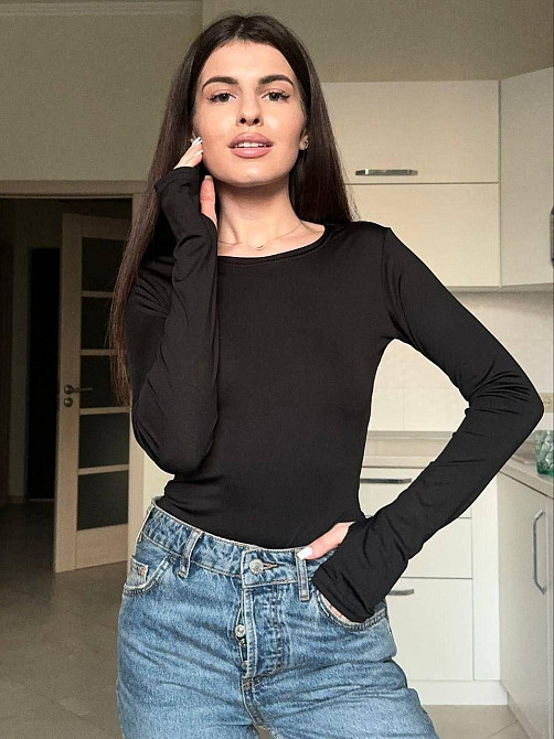 Женский базовый боди с длинным рукавом микродайвинг Черный, 46/48 Одесса - изображение 1