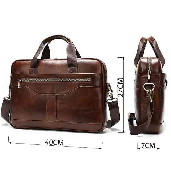 Деловая мужская сумка из зернистой кожи Vintage 14837 Коричневая Киев