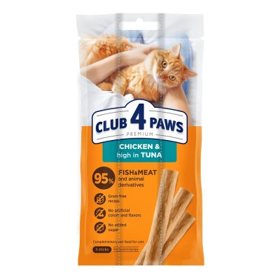 Лакомство для котов Club 4 Paws Мясная палочка с курицей и тунцем 3х5 г (4820269144668) Винница - изображение 1