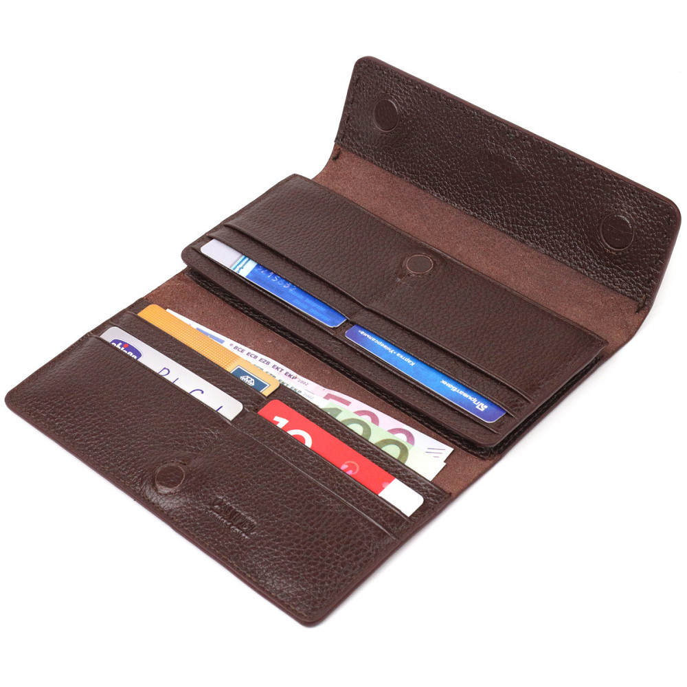 Місткий жіночий гаманець з натуральної шкіри Коричневий (CANPELLINI) Київ - фото 10