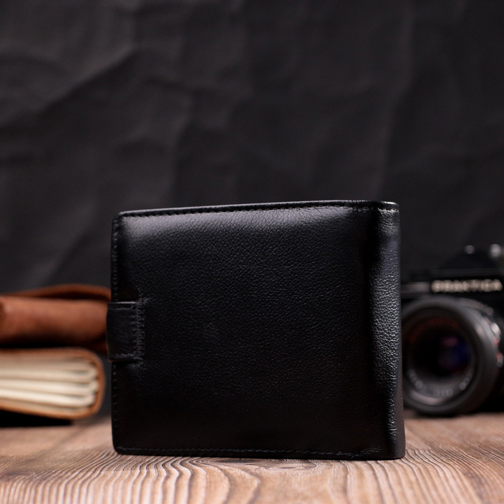 Мужской бумажник среднего размера из натуральной кожи ST Leather 22444 Черный Киев - изображение 11