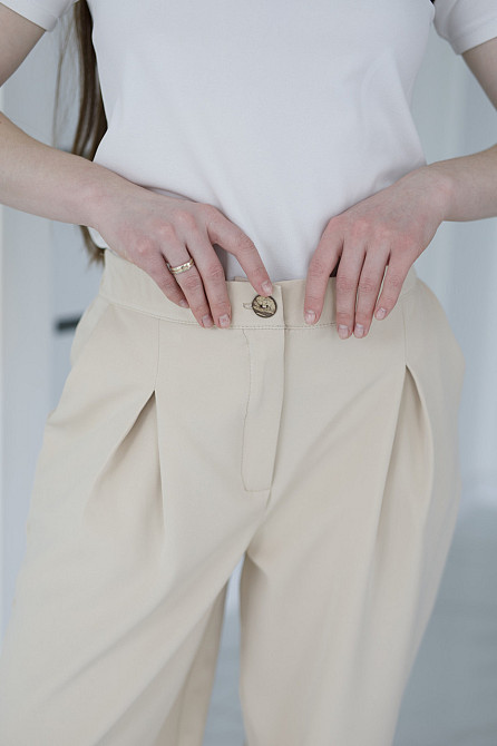 Жіночі широкі штани джогери "Flavio" | Батал Бежевий, 54-56 Київ - фото 8