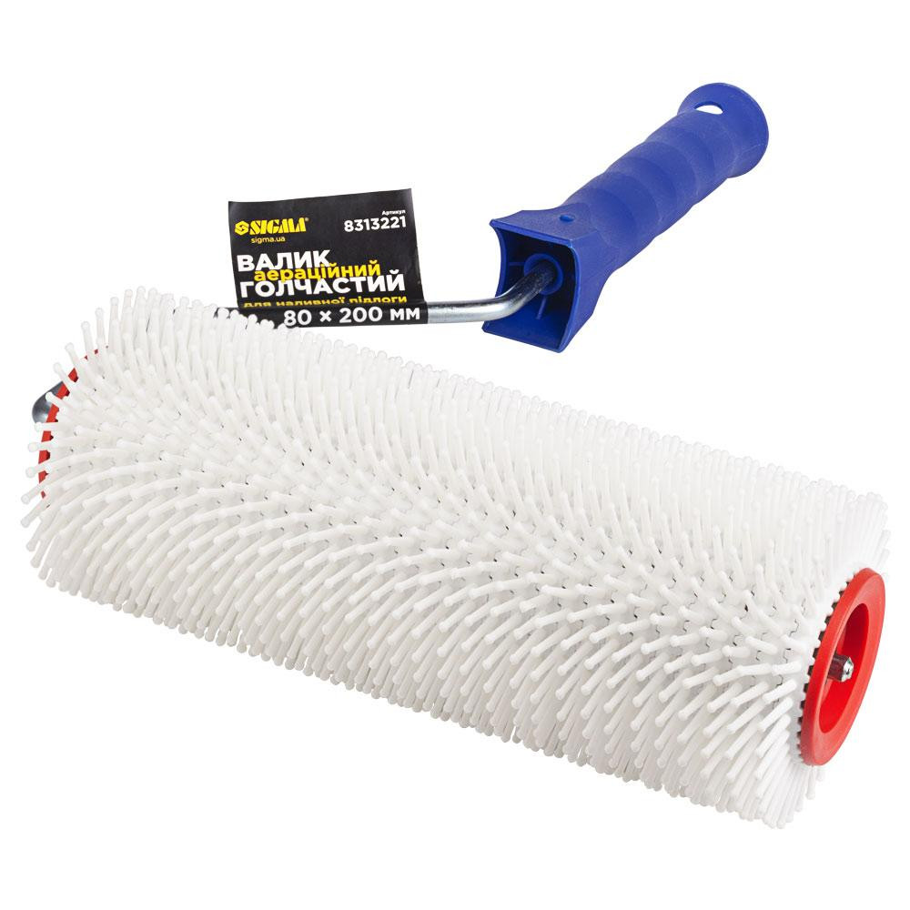 Валик игольчатый аэрационный для наливного пола 80×200мм с ручкой белая иголка SIGMA (8313221) Киев - изображение 4