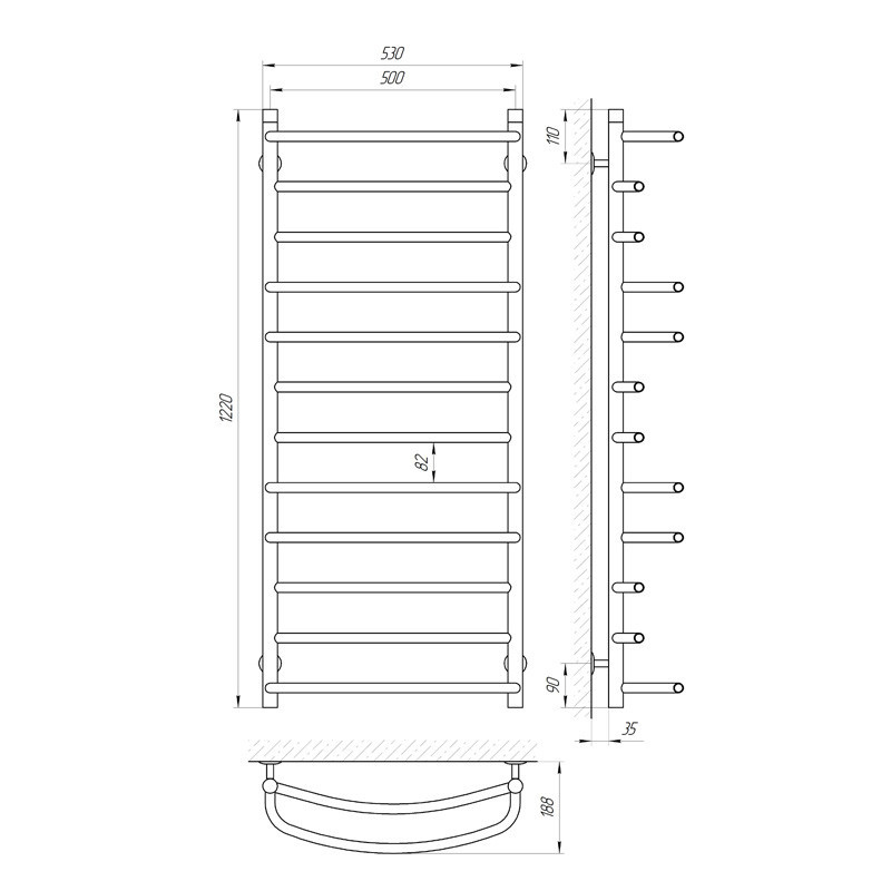 Водяна сушарка для рушників Laris Євромікс П12 500x1200 Київ - фото 6