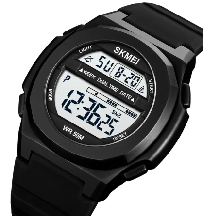 Годинник чоловічий спортивний Skmei 1821 (Чорний з білим циферблатом) Київ