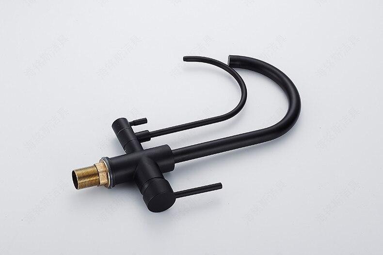 Змішувач для кухні для фільтрованої води двоважільний, кухонний кран з подвійною ручкою WanFan Чорний Кам'янець-Подільський - фото 5