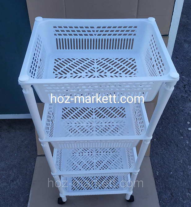 Пілочка на коліщатках пластикова для ванни та кухні 4 яруси. Полиця біла Харків - фото 5