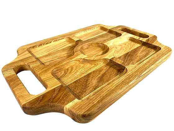 Деревянная тарелка прямоугольная из натурального дерева, закусочная тарелка 44х29х2,5 см Каменец-Подольский