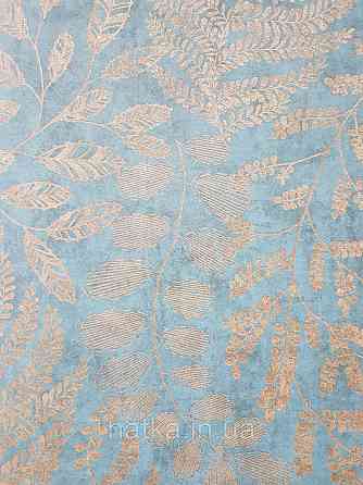 Шпалери вінілові на флізеліні AS creation The Bos 0.53х10 листя гілки золотисті на бірюзовому Київ