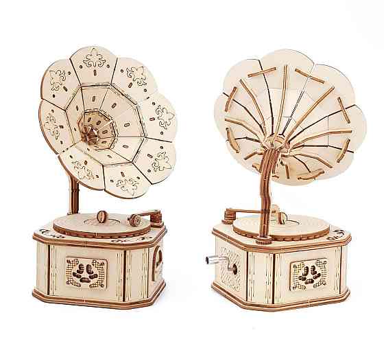 Дерев'яна музична скринька Грамофон з мелодією Бетховен – До Елізи (Beethoven – Fur Elise) 90х90х178 мм Київ