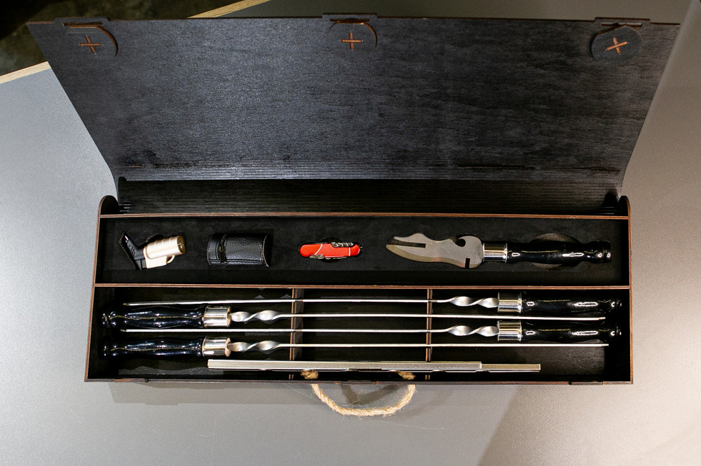 Шампури подарункові набір бокс для пікніка гриля та барбекю Оригінальні Віп подарунки на день народження татові, хлопцю, Тернопіль - фото 7