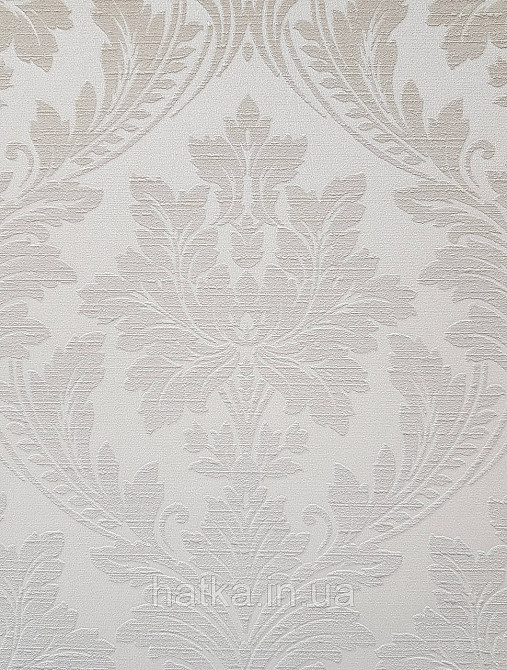 Шпалери вінілові на флізеліні Grandeco Time метрові структурні вензелю завитки бежеві на світло-бежевому Київ - фото 3