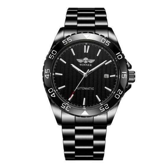 Мужские механические наручные часы Winner Factor (Черные) Винница - изображение 2