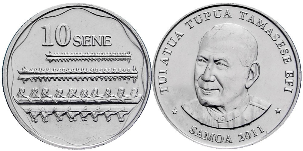 Самоа 10 сене 2011 г. UNC Сталь с никелевым покрытием Полтава - изображение 1