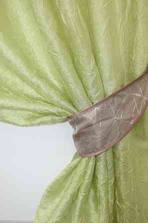 Кухонные шторы VR-Textil № 073к с ламбрекеном и подхватами салатовый с пудровым 270х170 см (52-0152) Киев