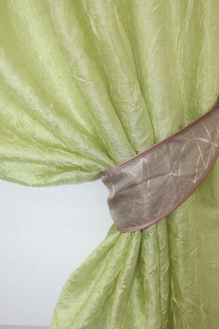 Кухонные шторы VR-Textil № 073к с ламбрекеном и подхватами салатовый с пудровым 270х170 см (52-0152) Киев - изображение 3