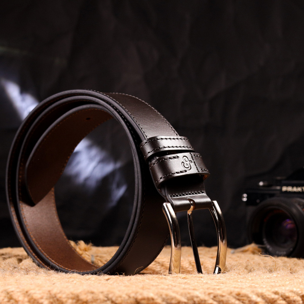 Красивый мужской ремень из натуральной кожи Grande Pelle 21460 Коричневый Киев - изображение 8