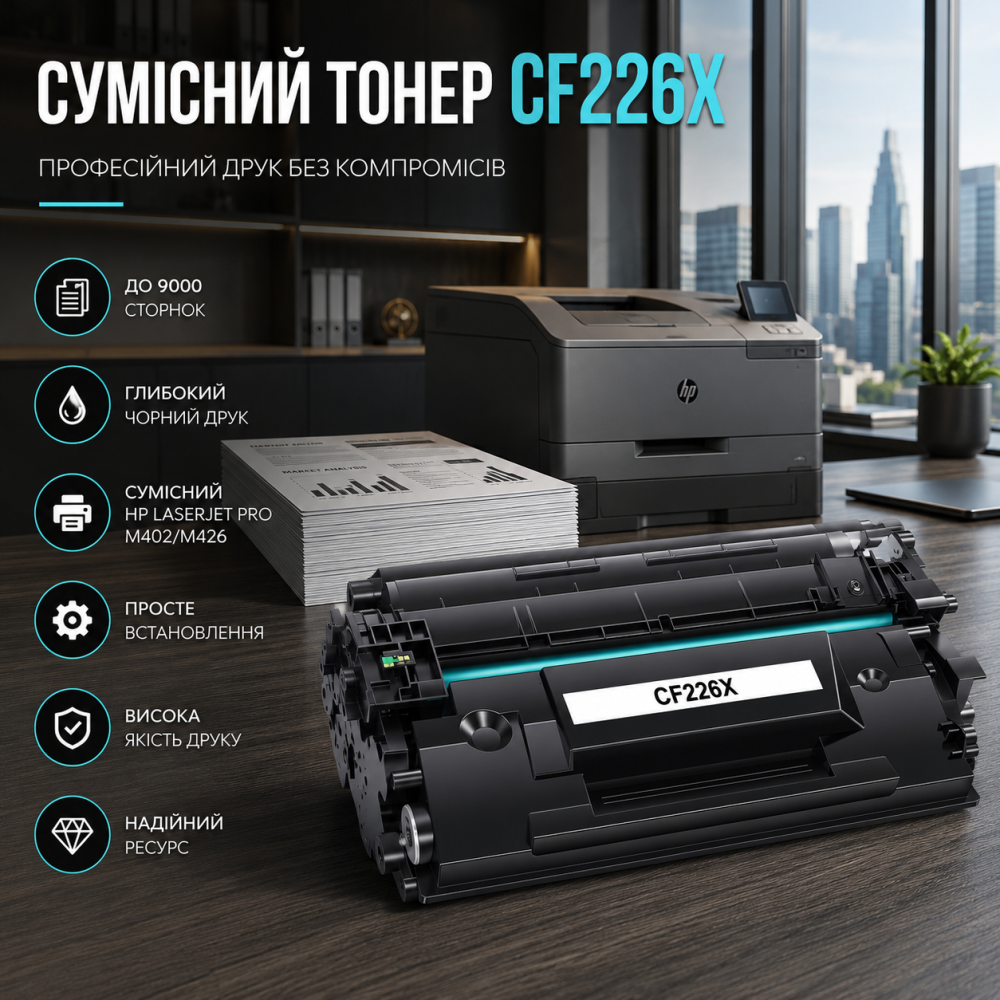 Сумісний тонер-картридж VICTONER 26X для HP CF226X CF226A Laserjet Pro M426fdn M426fdw M426dw M402dn M402dw M402n Київ - фото 5