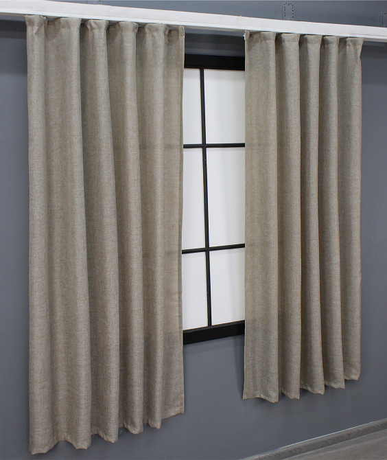 Комплект коротких штор VR-Textil Льон Мішковина № 113ш 130х170 см 2 шт Світло-кавовий (35-0116) Київ - фото 4