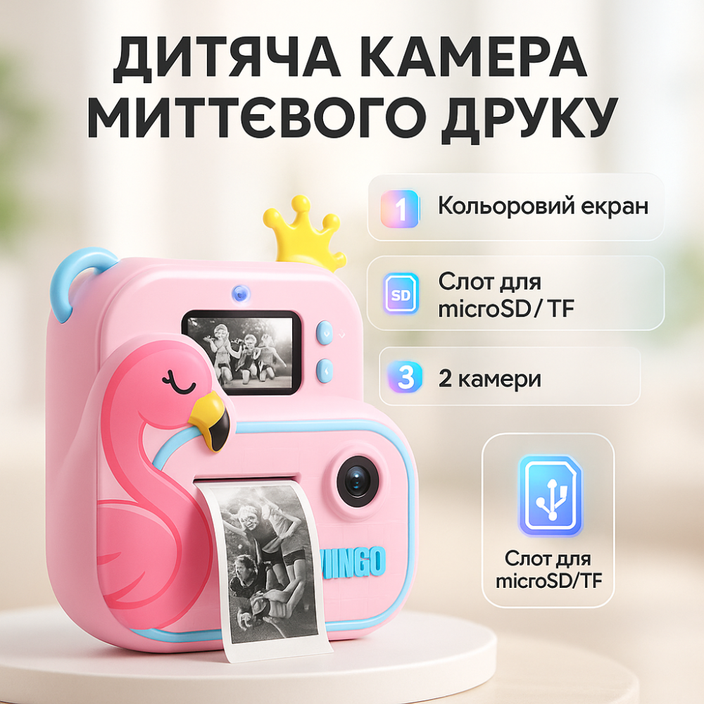 Детский фотоаппарат Print Camera YT008 PINK, Мгновенная печать снимков, Принтер для печати для детей TO-71 Львов - изображение 18