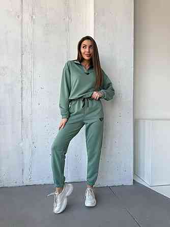 Жіночий повсякденний костюм-двійка: кофта та штани двохнитка-петля Оливка, 42 Одеса