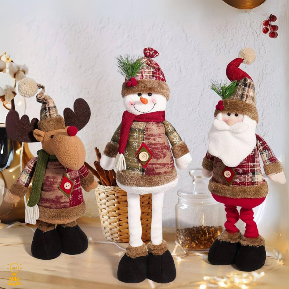Набор новогодних фигурок 3 шт. Снеговик Олень Дед Мороз 50см новогодние мягкие игрушки под елку Киев - изображение 1