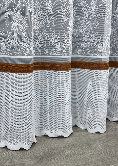 Тюль VR-Textil 1554т Cale Жакард мармур Білий з коричневим 125х270 см (49-335) Київ - фото 7