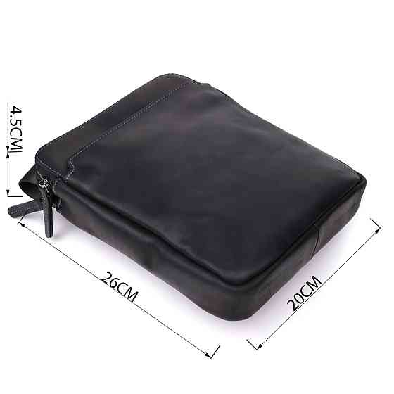 Практична чоловіча сумка через плече з вінтажної натуральної шкіри Shvigel 20870_1 Чорний Київ