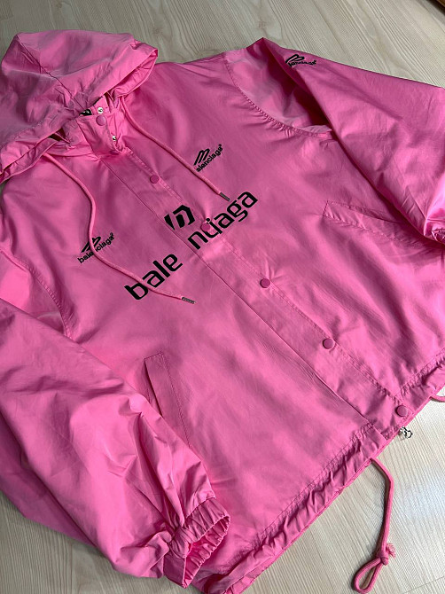 Куртка женская Lady Yep 9096 ветровка оверсайз удлиненная с капюшоном и надписями, розовый, one size Киев - изображение 3