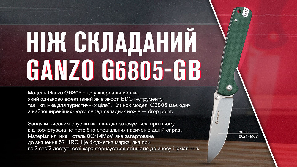 Ніж складаний Ganzo G6805-GB синьо-зелений Київ - фото 14