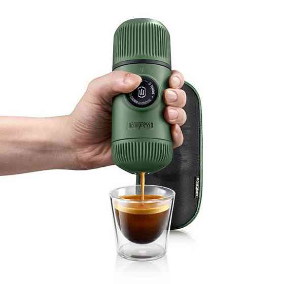 Еспресо кавоварка Wacaco Nanopresso механічна з чохлом (для меленої кави) Зелений Київ
